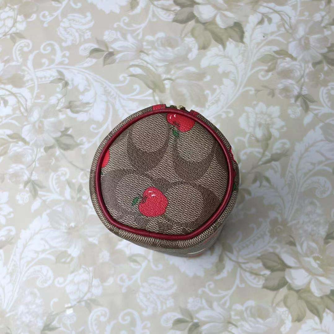Coach 6980 Makeup Brush Holder In Signature Canvas With Apple Print Khaki Multi Coach 6980 Makeup Brush Holder In Signature Canvas With Apple Print Khaki Multi